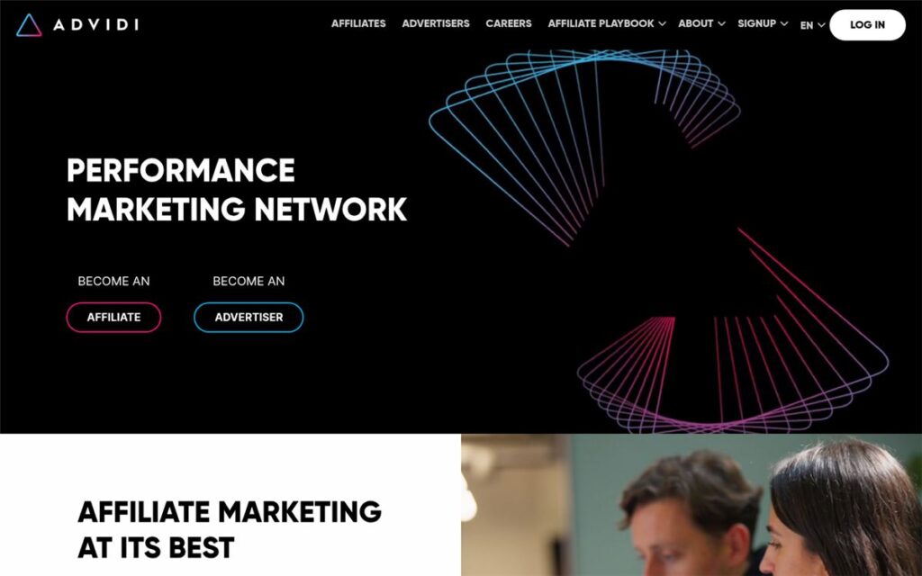 Screenshot of the Advidi homepage