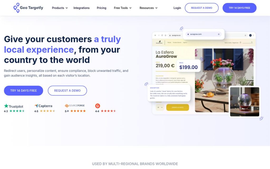 Screenshot of the Geo Targetly homepage