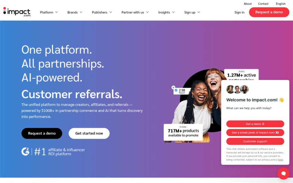 Screenshot of the impact.com homepage