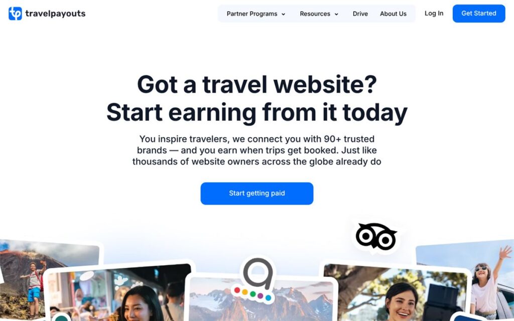 Screenshot of the Travelpayouts homepage
